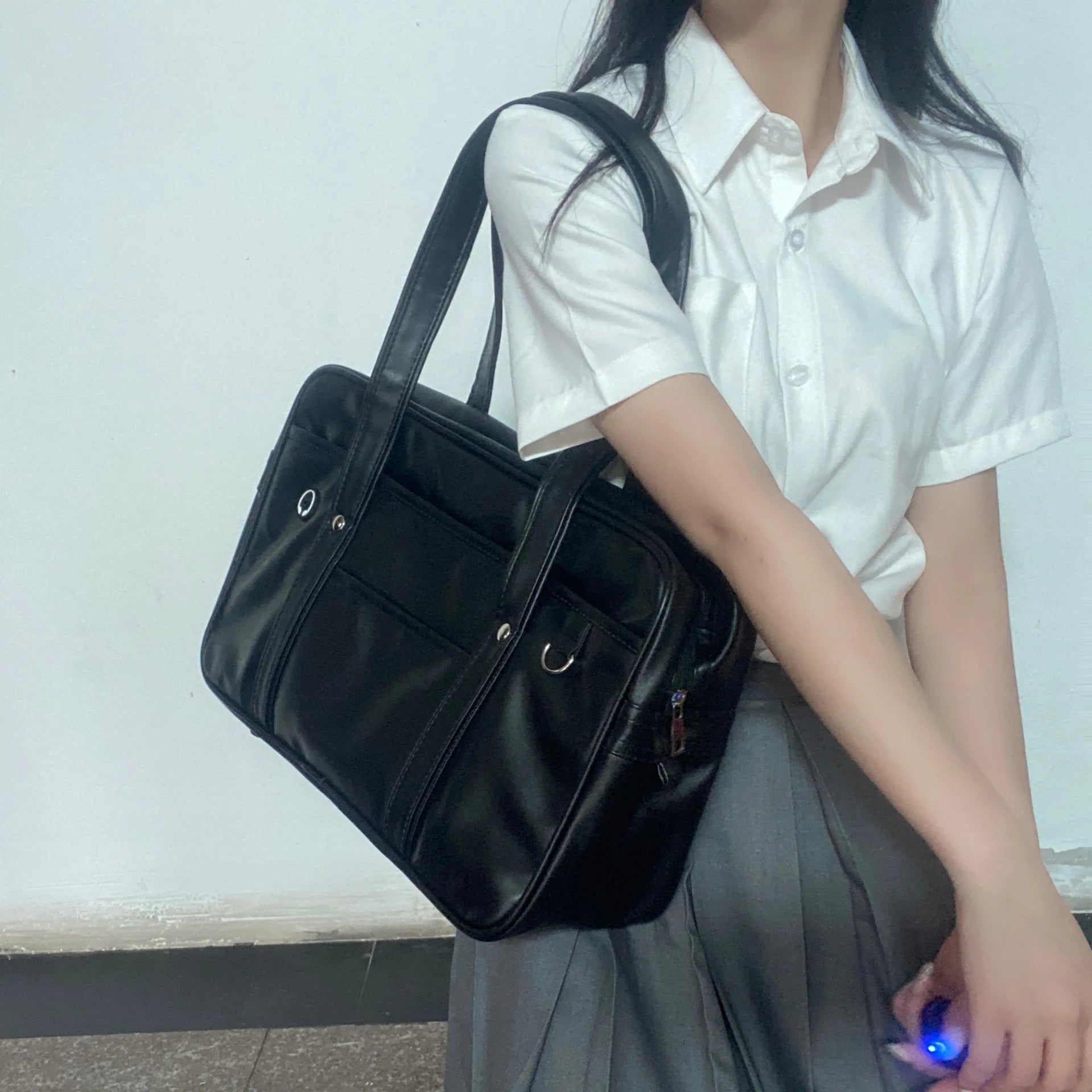 Japanese Two-Dimensional Student JK Uniform Bag Girl PU Schoolbag COS Wear-Resistant Waterproof One-Shoulder Messenger Handbag