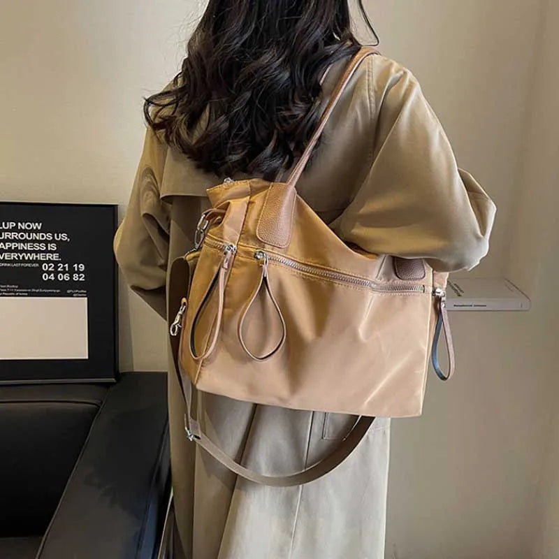 Vintage Nylon Women Shoulder Bag Large Capacity Waterproof Shoulder Bag Daily Commuting Handbag Travel Totes Bags Female Purses