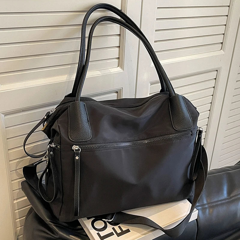 Vintage Nylon Women Shoulder Bag Large Capacity Waterproof Shoulder Bag Daily Commuting Handbag Travel Totes Bags Female Purses