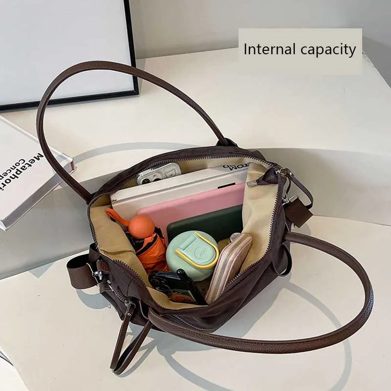 Vintage Nylon Women Shoulder Bag Large Capacity Waterproof Shoulder Bag Daily Commuting Handbag Travel Totes Bags Female Purses